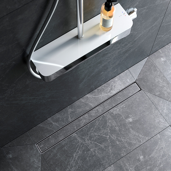 Душевой трап (лоток) 70 AM.PM MasterFlow W01SC-U11-070-04SB комбинированный затвор со стальной матовой решеткой под плитку-2