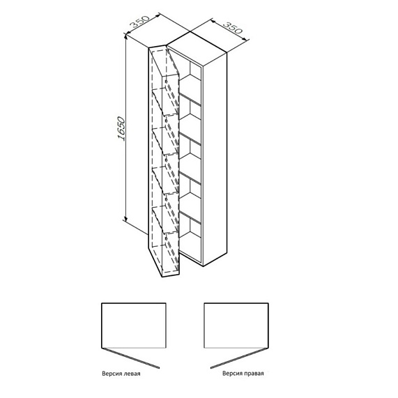 Шкаф-пенал для ванной 35 AM.PM Spirit 2.0 M70ACHR0356WG навесной правый белый глянец-3