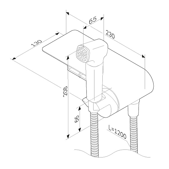 Гигиенический душ со смесителем AM.PM Func F0H8F900 хром встраиваемый, полка, шланг 1200, держатель туалетной бумаги-9
