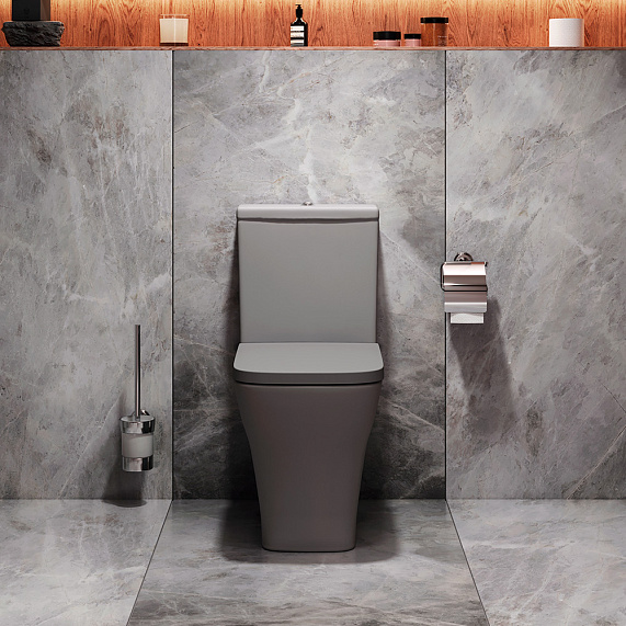 Унитаз-компакт напольный AM.PM Struktura C9S8600GRSC безободковый с сиденьем микролифт, серый матовый-1