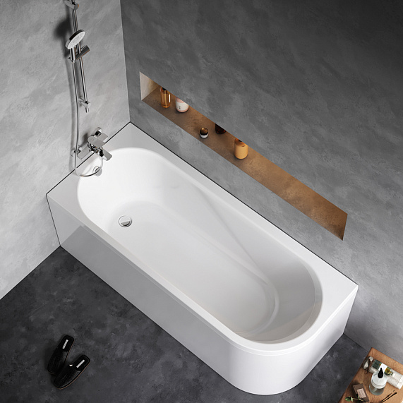 Ванна акриловая 170x70 AM.PM X-Joy W94A-170L70W-ARP ассиметричная с каркасом и панелью, белая глянцевая-3