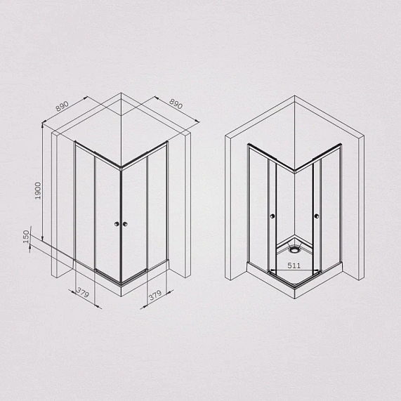 Душевое ограждение без поддона 90x90 AM.PM X-Joy W94G-403-9090-MT1K профиль серебристый-6
