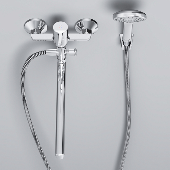 Смеситель для ванны и душа AM.PM X-Joy S F85B90100 длинный излив, душевая лейка, шланг 1500, хром-3
