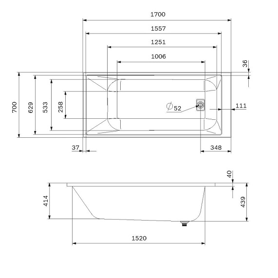 Ванна акриловая 170x70 AM.PM Libre W60A-170-070W-A белая глянцевая-9