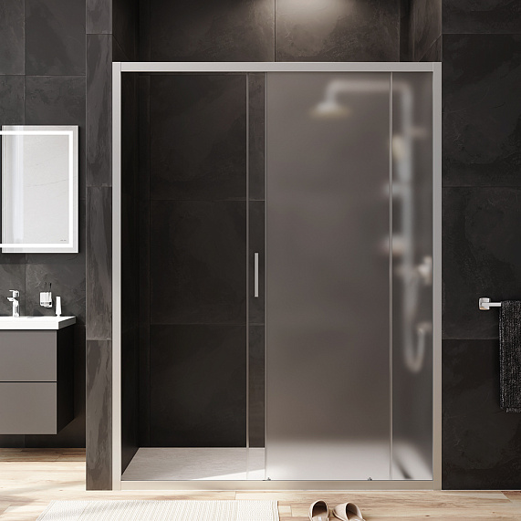 Душевая перегородка с дверью 150x195 AM.PM Gem W90G-150-1-195MM матовое стекло, профиль серебристый-2