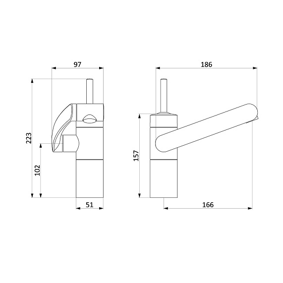 Смеситель для раковины (умывальника) Damixa Arc 290217364 с 3D поворотным изливом, черный-3