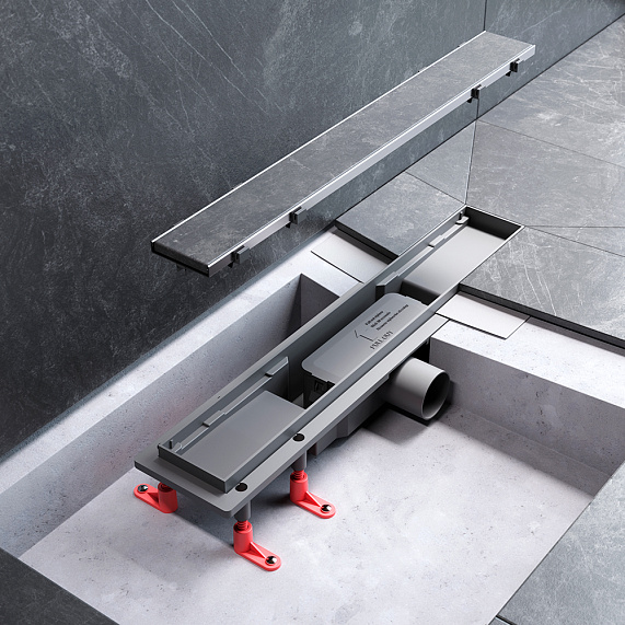 Душевой трап (лоток) 50 AM.PM PrimeFlow W02SC-U11-050-04SB комбинированный затвор со стальной матовой решеткой под плитку-14