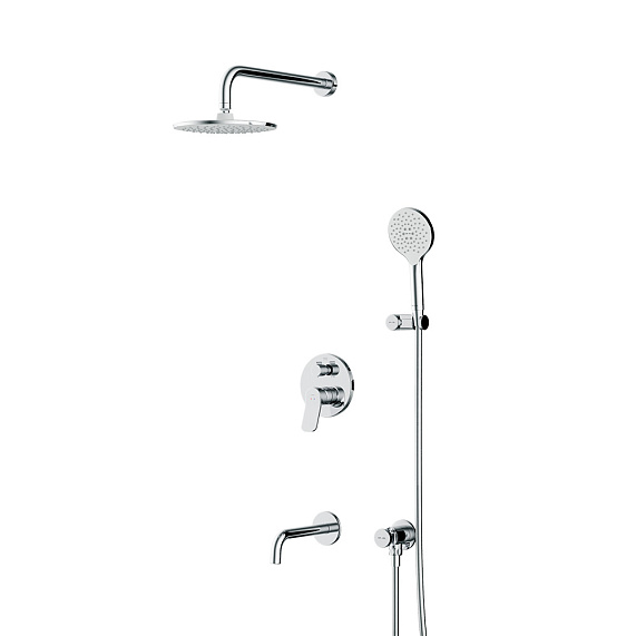Встраиваемая душевая система AM.PM X-Joy FB85A3RH30 хром: тропический верхний душ, излив с душевой лейкой-9