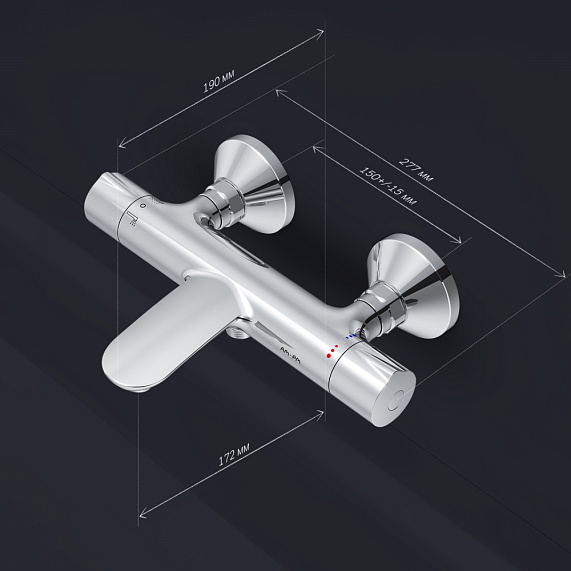 Смеситель для ванны и душа AM.PM Like F8050000 термостат, хром-7