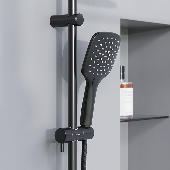Душевая система Damixa Eclipse 931000300 стойка с тропическим душем, черная-2