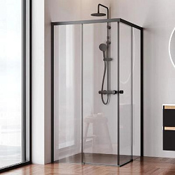Душевое ограждение без поддона 100x100 AM.PM X-Joy W94G-403-100100-BT1K профиль черный матовый