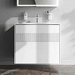 Тумба с раковиной и смесителем 80 AM.PM Func M8FFUX0802WM подвесная/напольная на ножках белая матовая