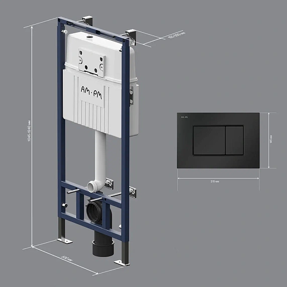 Инсталляция для подвесного унитаза AM.PM MasterFit I012710.0238 с механ. клавишей ProC S черный матовый-9