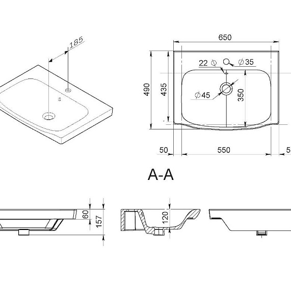 Раковина мебельная 65 AM.PM Like M80WCC0652WG белая встраиваемая-4