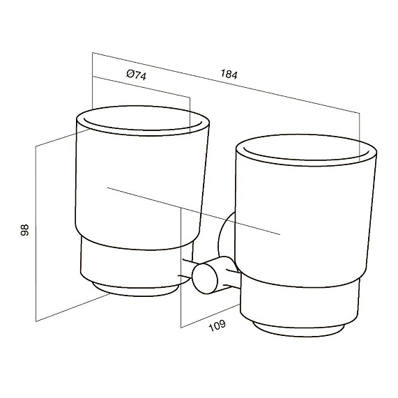 Двойной стеклянный стакан с настенным держателем AM.PM Bliss A55343464 хром-1