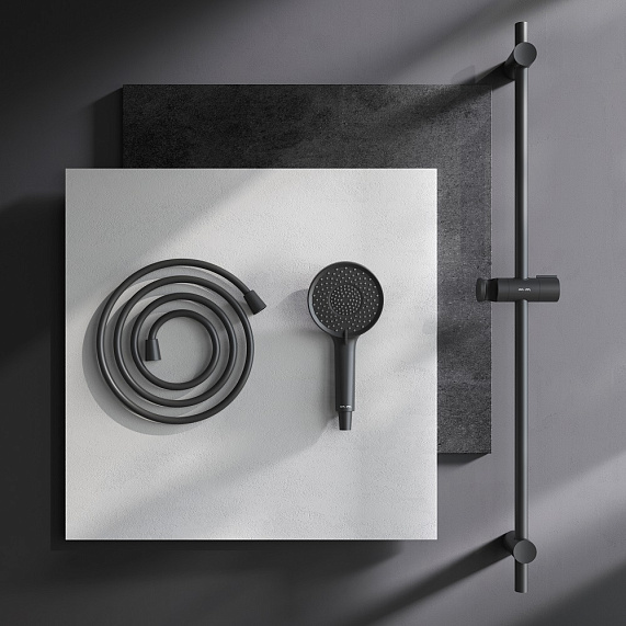 Душевой гарнитур AM.PM X-Joy F0185A022 штанга, шланг, лейка 3 режима, черный-3