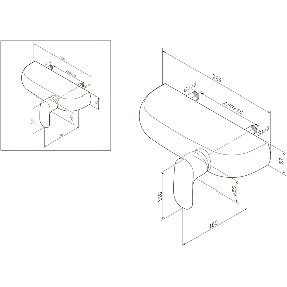 Смеситель для душа AM.PM Sensation F3020000 полка, хром-7