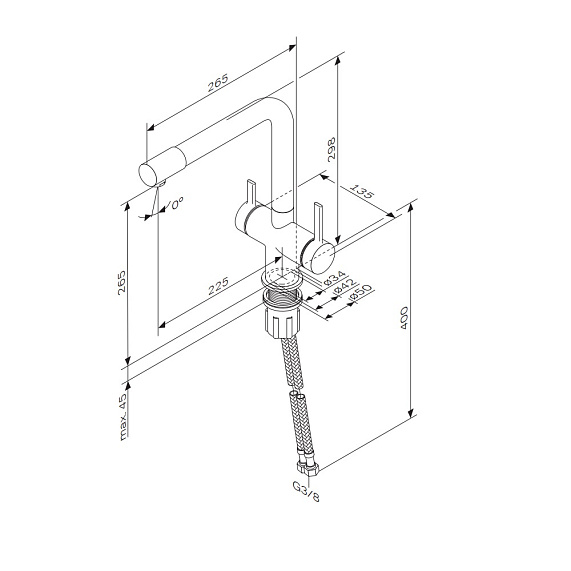 Смеситель для кухни AM.PM Func F8F05711 высокий с L-изливом с каналом для питьевой воды, сатин-12