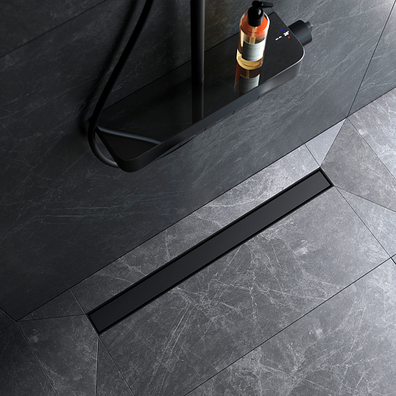 Душевой трап (лоток) 80 AM.PM MasterFlow W01SC-U11-080-04BM комбинированный затвор с черной матовой решеткой под плитку-3