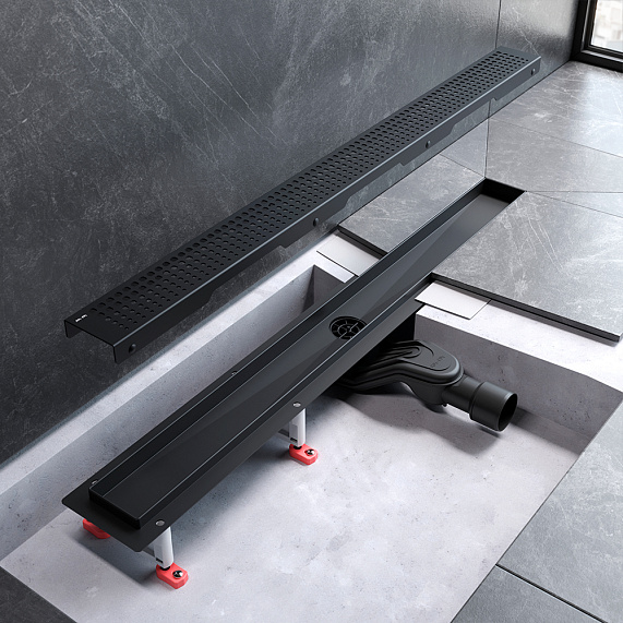 Душевой трап (лоток) 80 AM.PM MasterFlow W01SC-P11-080-01BM комбинированный затвор с черной матовой решеткой-7