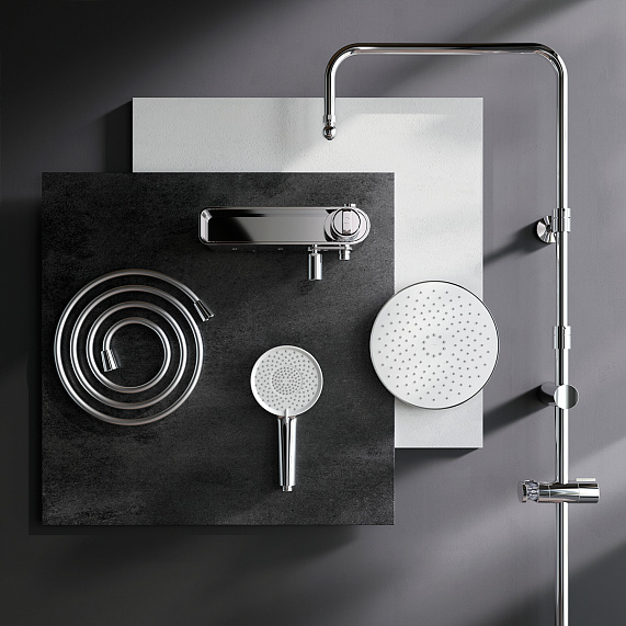 Душевая система AM.PM X-Joy F0785A700 стойка с тропическим душем, смесителем, изливом, хром-11