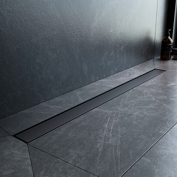 Душевой трап (лоток) 90 AM.PM MasterFlow W01SC-U11-090-04BM комбинированный затвор с черной матовой решеткой под плитку-7