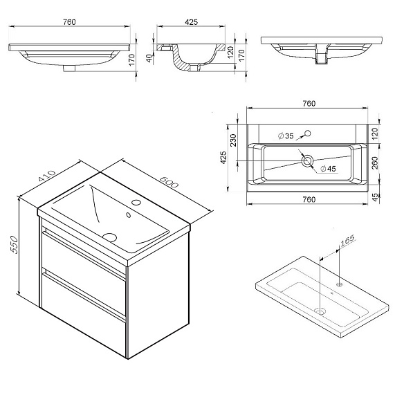 Тумба с раковиной 60 AM.PM Pulse M91-FHX0602-WCC0602WG подвесная белый глянец-2