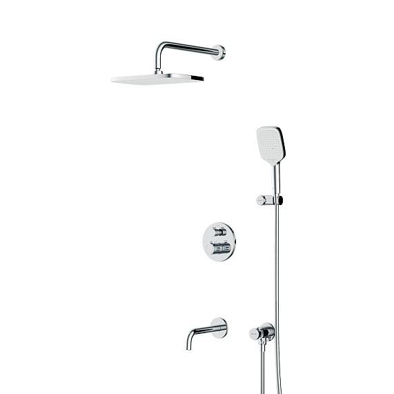 Встраиваемая душевая система AM.PM X-Joy FT85A3RH40 хром: тропический верхний душ, излив с душевой лейкой, термостат-11