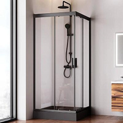 Душевое ограждение без поддона 90x90 AM.PM Gem W90G-403-9090BT профиль черный матовый