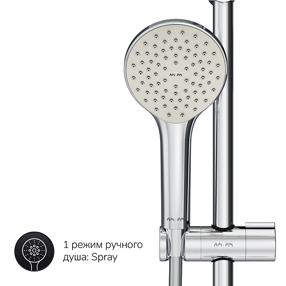 Душевая система AM.PM Gem F0790510 стойка с тропическим душем, термостатом, смесителем, изливом, хром-7