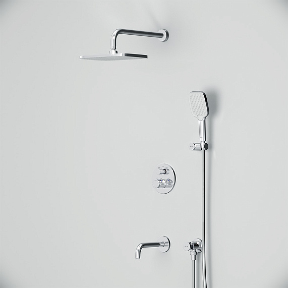 Встраиваемая душевая система AM.PM X-Joy FT85A3RH40 хром: тропический верхний душ, излив с душевой лейкой, термостат-6