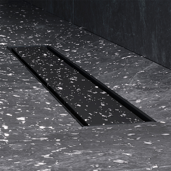 Душевой трап (лоток) 50 AM.PM MasterFlow W01SC-U11-050-04BM комбинированный затвор с черной матовой решеткой под плитку-13