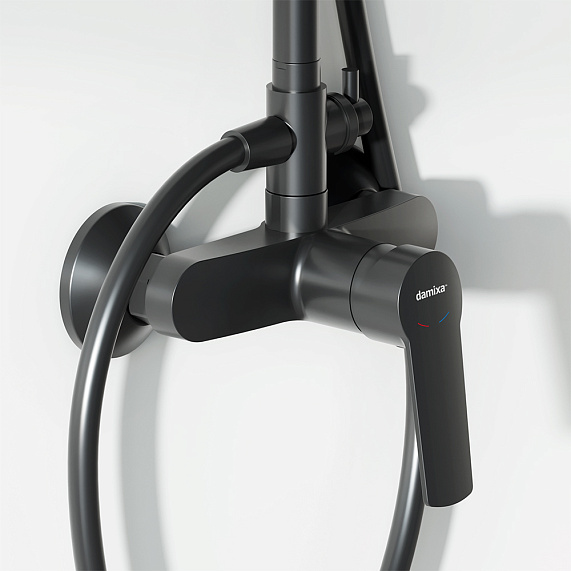 Душевая система Damixa Jupiter 977710300 стойка с тропическим душем, смесителем, черная матовая-3