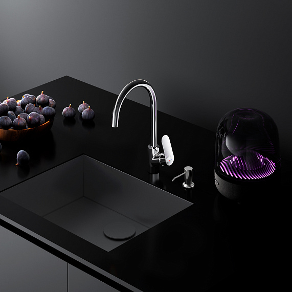 Смеситель для кухни AM.PM Like F8007T00 высокий с каналом питьевой воды, хром + дозатор моющего средства-4