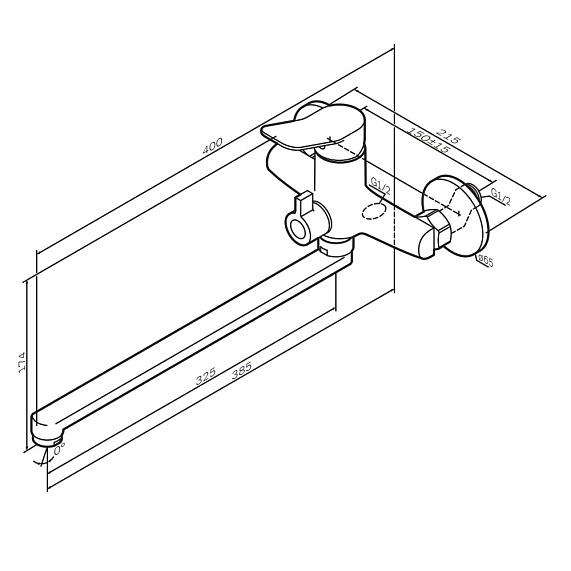 Смеситель для ванны и душа AM.PM X-Joy F85A90200 длинный излив, хром-10