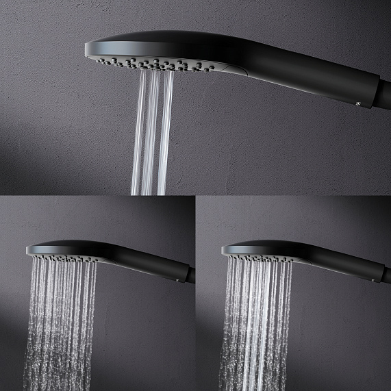 Душевая система AM.PM Like F0780722 стойка с тропическим душем, смесителем, изливом, черная матовая-6