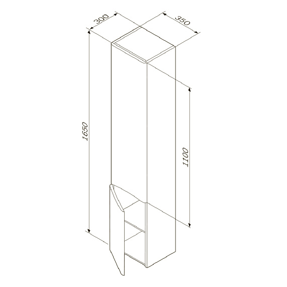 Шкаф-пенал для ванной 35 AM.PM Like M80CHR0356WG навесной правый белый глянец-3