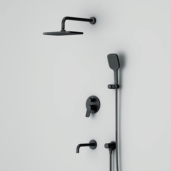 Встраиваемая душевая система AM.PM X-Joy FB85A3RH42 черный: тропический верхний душ, излив с душевой лейкой-5