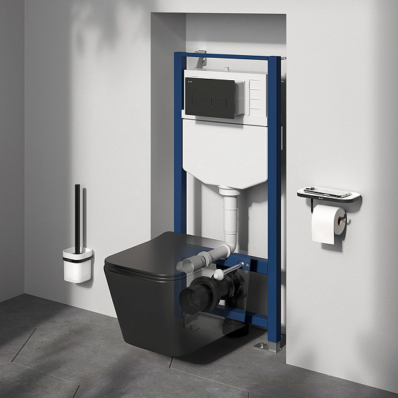 Унитаз подвесной с инсталляцией AM.PM Spike 2.0 IS12LM0338.9S1900MB с сиденьем микролифт, черный-10