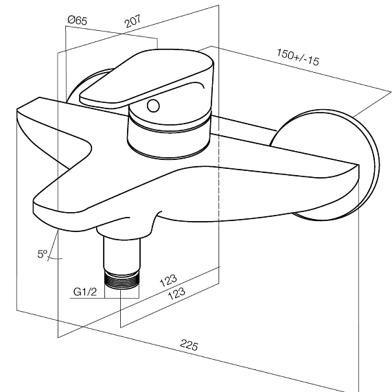 Смеситель для ванны и душа AM.PM Inspire F5010000 хром-7