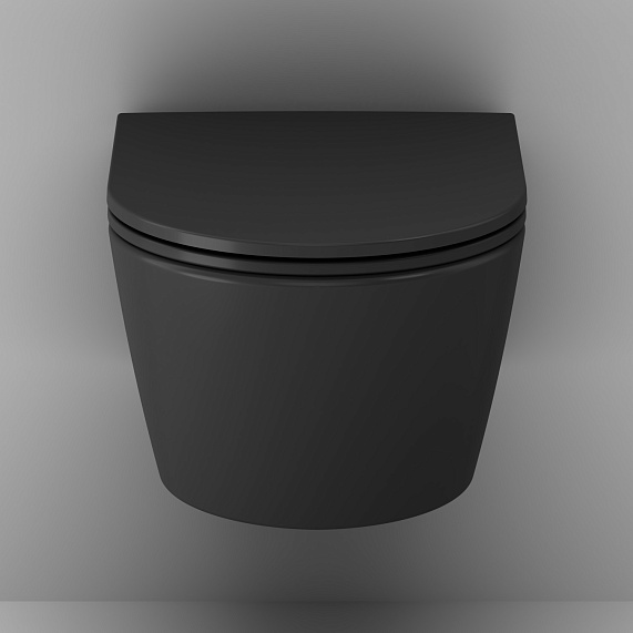 Унитаз подвесной AM.PM Func C8F1700MBSC (глубина 49 см) безободковый с сиденьем микролифт, черный матовый-5