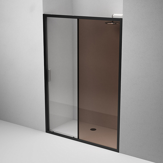 Душевая перегородка с дверью 140x195 AM.PM Gem W90G-140-1-195BBr бронзовое стекло, профиль черный матовый-3