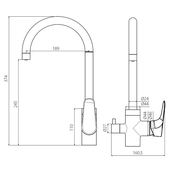 Смеситель для кухни Damixa Merkur 400730000 высокий с каналом питьевой воды, хром-3