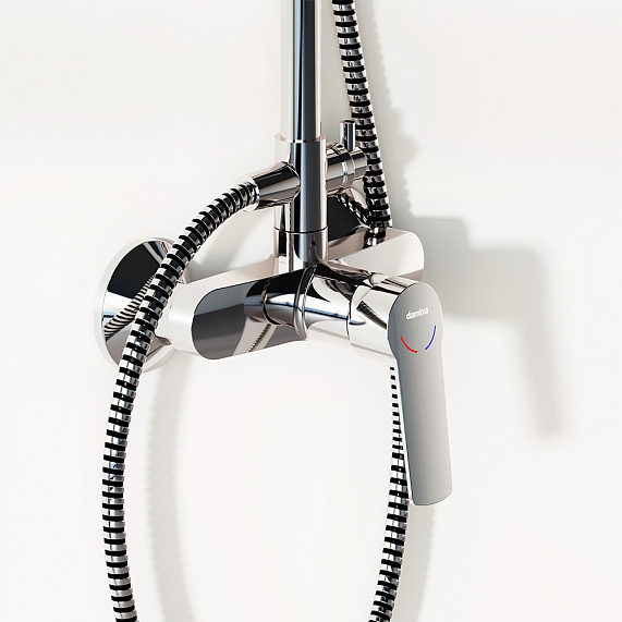 Душевая система Damixa Jupiter 977710000 стойка с тропическим душем, смесителем, хром-3