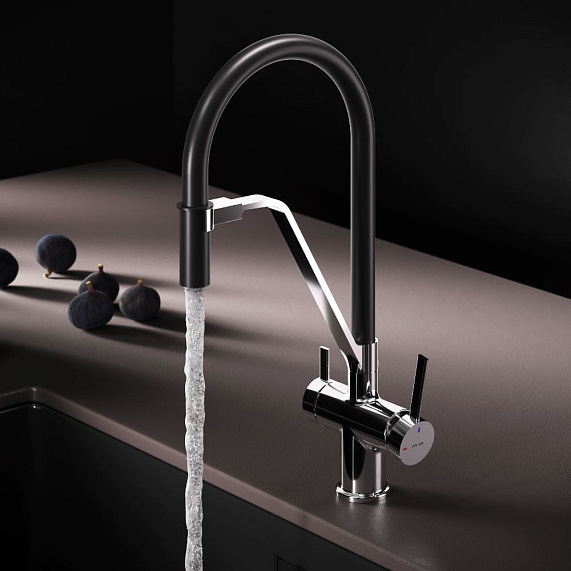 Смеситель для кухни AM.PM Func F8F07802 высокий, хром, с каналом для питьевой воды и гибким черным изливом-2