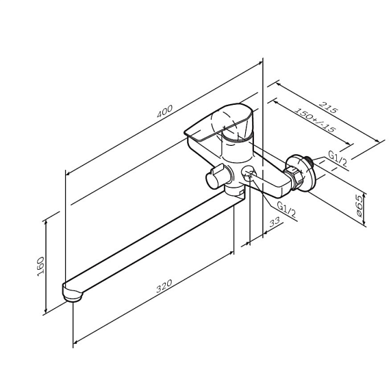 Смеситель для ванны и душа AM.PM Gem F90A90000 длинный излив, хром-8