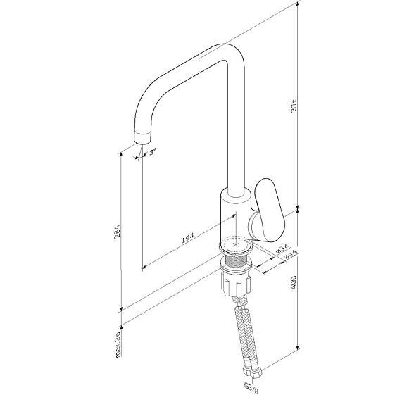 Смеситель для кухни AM.PM Like F8006022 высокий, черный-9