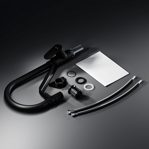 Смеситель для кухни AM.PM Like F8007822 высокий, черный, с гибким изливом и каналом питьевой воды-8