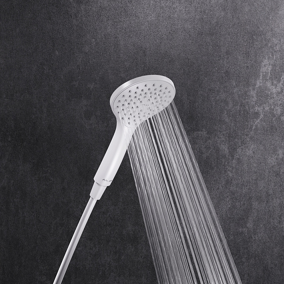 Душевая система AM.PM X-Joy F43885A14 стойка с тропическим душем, белая матовая + смеситель для ванны, белый матовый-4