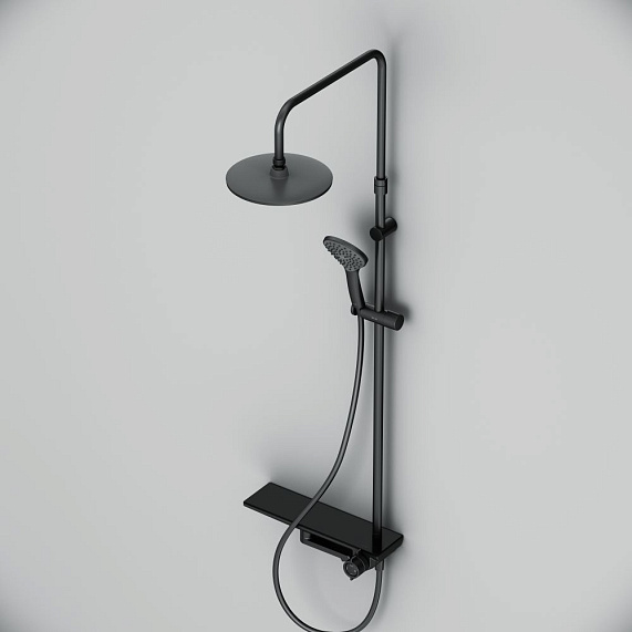 Душевая система AM.PM Gem F0790722 стойка с тропическим душем, смесителем, изливом, черный-5